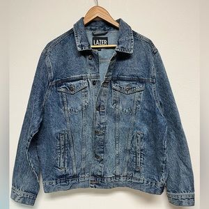 LAZER Men's Authentic Vintage Denim Trucker Jacket. Size L